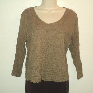 Nomadic Traders Sz M Brown Crinkled Top 3/4 Sleeve
